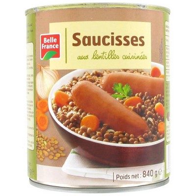 SAUCISSES AUX LENTILLES CUISIN 840G